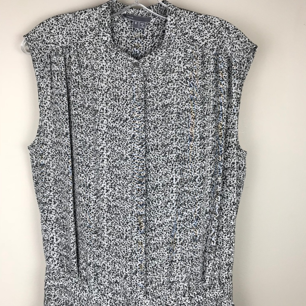 Vince Static Print Shorts Romper Size 8 Gray Black - image 3